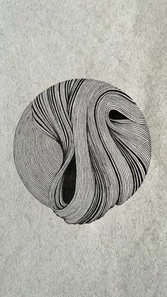 a drawing of a black and white swirl