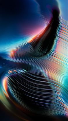 an abstract image with lines and colors in blue, orange, pink, yellow and black