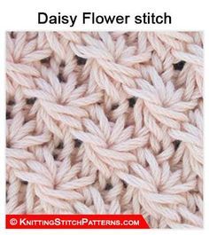 the crochet pattern is shown with text that reads daisy flower stitch knitting stitches