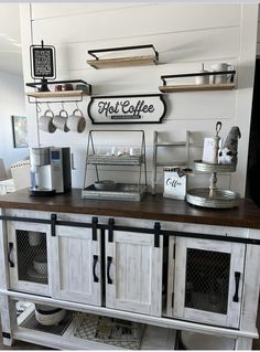 a coffee shop counter with lots of items on it