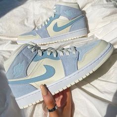 Custom Air Jordan 1 Blue Cream – oicustom Trendy Shoes Sneakers, Preppy Shoes, Pretty Shoes Sneakers, Jordan Shoes Girls, All Nike Shoes, Nike Air Shoes, Cute Nike Shoes, Fresh Shoes, Cute Sneakers