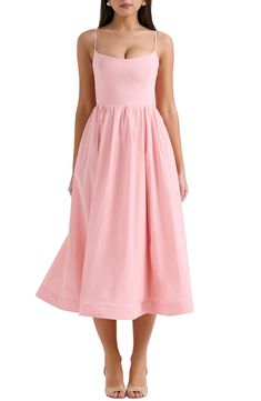 HOUSE OF CB Lolita Fit & Flare Midi Sundress | Nordstrom Daytime Wedding, Boned Bodice, Midi Sundress, Cotton Midi Dress, House Of Cb, Corset Dress, Fit Flare Dress, Fit & Flare, Garden Party