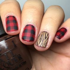 Loving the plaid                                                       … Lumberjack Nails, Plaid Nails Designs, Buffalo Plaid Nails, Plaid Nail Designs, Plaid Nail Art, Ten Nails, April Nails, Nails Opi, Wood Nails