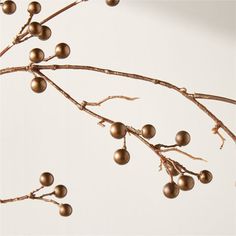 Bronze-finished berry stem adds a touch of warmth to holiday displays. Gather multiple stems for a grand centerpiece or layer with other botanicals for a wintry bouquet. CB2 exclusive.  -Plastic, iron and styrofoam -Indoor use only -Wipe with a soft cloth -Imported Faux Bronze Berry Holiday Stem 47" Bronze Christmas Decor, Cb2 Christmas, Christmas Ornaments Wreaths, Black Dinnerware Set, Holiday Mantel Decor, Holiday Stem, Chic Candles, Modern Christmas Ornaments, White Linen Napkins