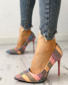 Statement Heels, Modern Sandals, Shoes Pumps, Toe Sandals, Mixed Colors, Heel Pumps, High Heel Pumps