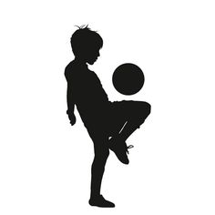 the silhouette of a boy playing with a ball on a white background, black and white photo