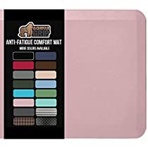 an anti - fatigue comfort mat in pink with various colors and designs on the side