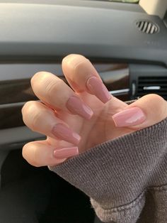 Dusty Rose Acrylic Nails Coffin, Light Pink Brown Nails, Coffin Shape Nails Simple, Dusty Rose Acrylic Nails, Pinky Brown Nails, Nail Inspo Nude Colors, Medium Nude Acrylic Nails, Pinkish Brown Nails, Acrylic Nails Nude Colors