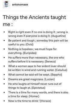 an iphone screen with the text'things the ancients taught me '