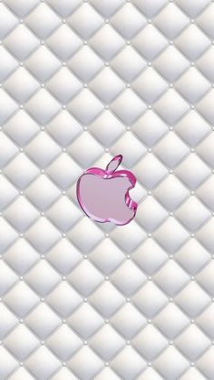 an apple logo is shown on the back of a white quilted wallpaper pattern