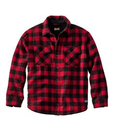 This ultra-warm version of our legendary Maine Guide wool shirt is lined with luxuriously cozy sherpa fleece. Traditional Fit: Relaxed through the chest, sleeve and waist. Sherpa fleece lining is made from recycled polyester. Body: 85% wool, 15% nylon. Sleeve lining: 100% nylon. Dry clean. Traditional cut allows easy layering. Side seam pockets. Front chest pockets with button closures. 7-button front closure. Imported. | Men's Maine Guide Sherpa Lined Wool Shirt, Wool Blend/Nylon Man Clothes, Rain Pants, Wool Shirt, Hunting Clothes, Hunting Shirts, Kids Outerwear, Shop Mens Clothing, Fishing Gear, Sherpa Lined