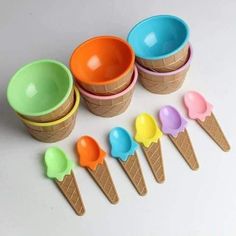 ice cream cones with bowls and spoons for $ 2 69 each