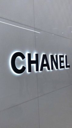 the chanel logo is lit up in black and white