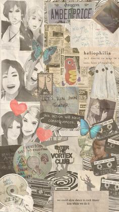 collage of various images and words on paper