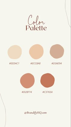 the color palette is shown in different shades and sizes, including peachs, beiges,