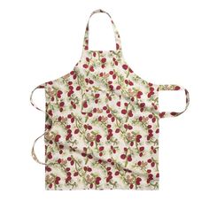 an apron that has cherries on it