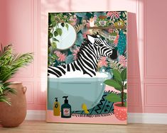 Zebra in Bathtub Bathroom Animal Print, Maximalist Animal in Bath Wall Art, Tropical Safari Bathroom Prints, Funny Gifts, Toilet Art Decor - Etsy UK Safari Bathroom, Zebra Bathroom, Painting Bathroom Walls, Zebra Painting, Toilet Art, Art Tropical, Bathroom Prints, Bath Wall Art, Mors Dag