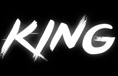 the word king written in white on a black background