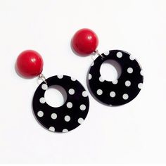 New Red, White And Black Earrings Black Retro Earrings, Bold Black Drop Earrings, Retro Black Round Earrings, Queen Earrings, Buffalo Plaid Christmas Tree, Marcasite Earrings, Navy Blue Flowers, Christmas Tree Earrings, Gold Statement Earrings