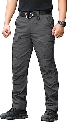 CARWORNIC Men's Tactical Trousers Waterproof Cargo Trousers Lightweight Outdoor Hiking Pants for Men Casual Work Trousers Ripstop Military Army Combat Pants with Multi Pockets Dark Grey : Amazon.co.uk: Fashion Army Fashion Men, Cargo Pants Men Fashion, Trekking Outfit Women, Army Outfit, Pants For Men Casual, Military Clothes, Trekking Outfit, Summer Wear Men, Cargo Pants With Pockets