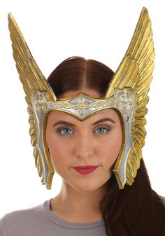 PRICES MAY VARY. Size: Standard Flexible molded foam headband Elastic band around back of head Metallic gold and silver painted details on front Exclusively made by us Defend Asgard as one of its mightiest fighters, with the help of this exclusive Warrior Valkyrie Headband Accessory! The headband is made of gold and silver-tone foam that has been molded and decorated with wing and rune details. An attached elastic band stretches around the back of your head to keep it securely in place. - Headba Fantasy Helmet, Valkyrie Warrior, Trickster God, Forrest Gump Costume, Salem Halloween, Ace Ventura Costume, Kiss Costume, Witch Ball, Cosplay Wings