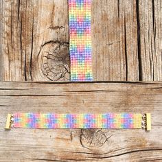 Rainbow Bracelet made from Glass Seed Beads. Size 6. Gold Slide Clasp Gold Slides, Rainbow Bracelet, Glass Seed Beads, Bracelet Making, Seed Beads, Jewelry Bracelets, Handmade Items, Beaded Bracelets, Rainbow