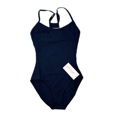 a women's one piece swimsuit with a tag on the back and side