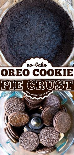 oreo cookie pie crust in a glass bowl