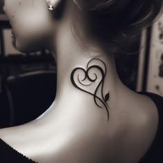 "Inked Love: Heart-Shaped Neck Tattoos for Timeless Beauty 🎀🖋️" Tattoo For Fingers, Women Heart Tattoos, Neck To Chest Tattoos Women, Heart Back Tattoos For Women, Celtic Neck Tattoos Women, Love Symbols Tattoos, Woman Heart Tattoo, Love Heart Tattoos For Women, Nek Tattoo Woman