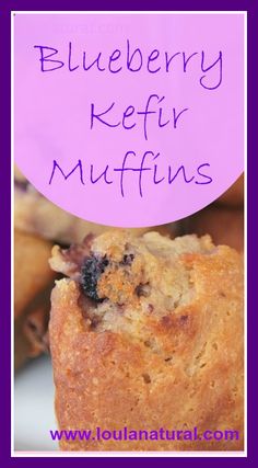 blueberry kefir muffins with text overlay