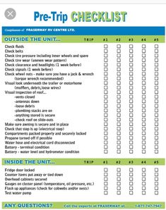 a printable checklist with the words pre - trip checklist