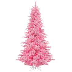 a pink christmas tree is shown against a white background