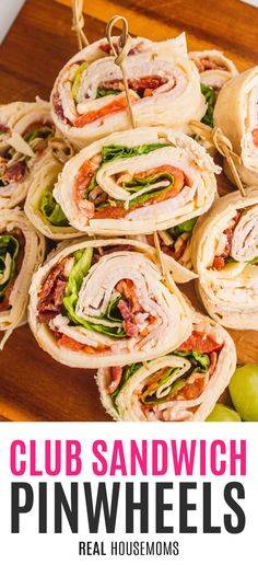 the club sandwich pinwheels are stacked on top of each other and ready to be eaten