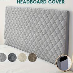 an upholstered headboard cover is shown with four different colors and sizes to choose from