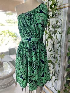 NWT New with Tags Banana Republic One Shoulder Tropical Sun Dress Green & Blue Women's Size 4 Measurements in photos Tropical Sun, Sun Dress, Dress Clothes For Women, Green Dress, Sundress, Banana Republic, Favorite Outfit, Blue Green, Art Collection