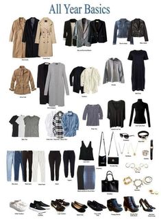 All Year Basics, Capsule Wardrobe Women, Classic Capsule Wardrobe, Capsule Wardrobe Outfits, Fashion Capsule Wardrobe, Minimalist Capsule Wardrobe, Clothes And Shoes, Capsule Outfits, Bag Essentials