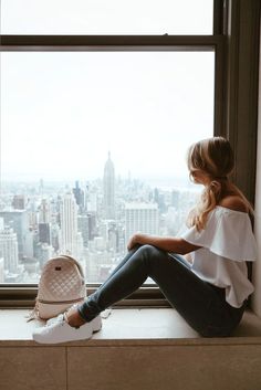 A cute, casual, and comfortable look that I wore during a day of sightseeing in NYC! You just can't go wrong with a classic look of a white blouse top and blue jeans! A great casual outfit for those playing tourist or even just everyday wear! The ivory fashion mini backpack is excellent for traveling or even everyday use. It is fashionable and practical. An affordable everyday look!