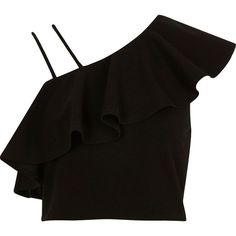 Crop Tops Black, Blouse Crop Top, Cold Shoulder Crop Top, Bralet Tops, Mode Tips, Flounce Top, Asymmetric Top, Off Shoulder Crop Top, Shirts Black