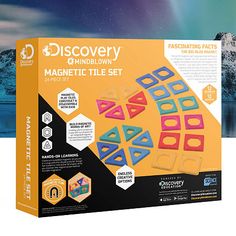 the discovery magnetic tile set is in its box