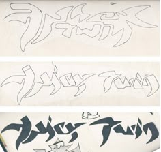 three different types of graffiti written on paper