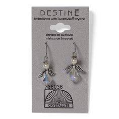 Destine Angel Dangle Earrings | Crystallite Destine Angel Dangle Earrings | Clear | Sally Beauty Wardrobe Fashion, Sally Beauty, Drop Design, Swarovski Stones, Drops Design, Austrian Crystal, Piercing Jewelry, Stones And Crystals, Body Jewelry