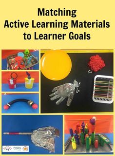 the cover of matching active learning materials to learn goals with pictures of toys and objects