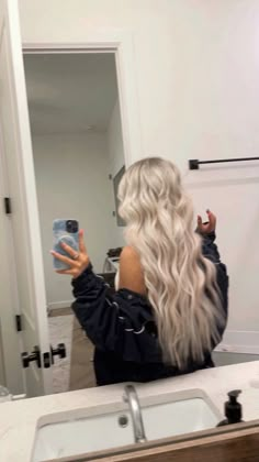 large mirrors, hairstyle inspo, bathroom inspo, blonde hair care Cool Tone Platinum Blonde, Utah Curls, Bright Blonde Hair, Blonde Hair Care, Large Mirrors, Summer Blonde Hair, Icy Blonde Hair