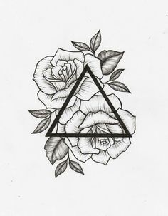 a rose and triangle tattoo design on paper