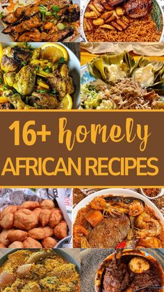 the top ten african food dishes are shown in this collage with text overlay