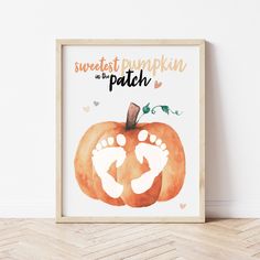 an orange pumpkin with the words sweetest pumpkin is my patch on it