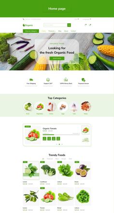 Organic Food Web UI Kit Adobe Xd Web UI Kit Website Branding Design, Food Website Design, Graphic Designer Studio, Restaurant Website Design, Food Web Design, Ux App Design, Vegetable Design, Food Ad, Food Web