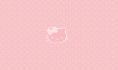 the hello kitty wallpaper is pink and has an image of a cat on it