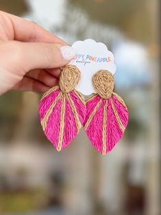 * Raffia* Post* 3 1/2"L Raffia Crafts, Raffia Earrings, Rings Diy, Leaf Earrings, Embroidery, 10 Things