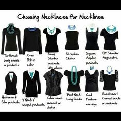 Great Chart To Help With Accessorizing Your Outfit! Necklaces For Necklines, Types Of Clothing, Necklace For Neckline, Mode Tips, Rocker Girl, Looks Style, Mode Inspiration, Home Fashion, Every Girl